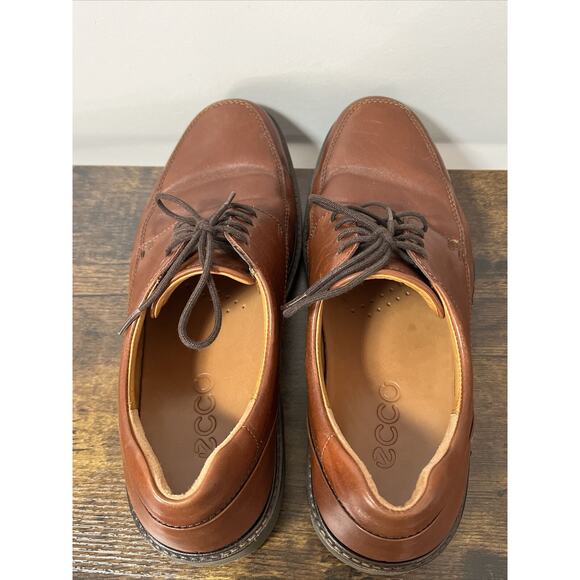 ECCO Helsinki Brown Leather Dress Shoes Mens Size 44 Oxfords 10-10.5 ~ NICE GUC! main image 7